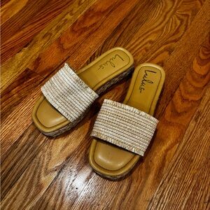 Lulu's Cream Woven Slide Sandals